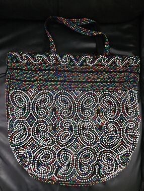 Vintage Hand Crafted Candy Dot Boho Coastal Vibrant Drawstring. Sgoukder Bag